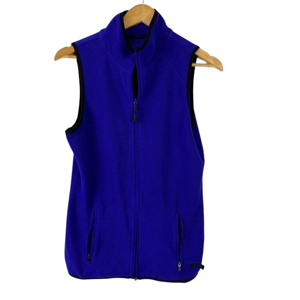 Calvin Klein Purple fleece Cute Warm vest zipped sleeveless jacket women Small - Picture 1 of 9